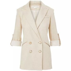 New Veronica Beard Parineti Tab Sleeve Linen Blend Dickey Blazer Jacket Size 0